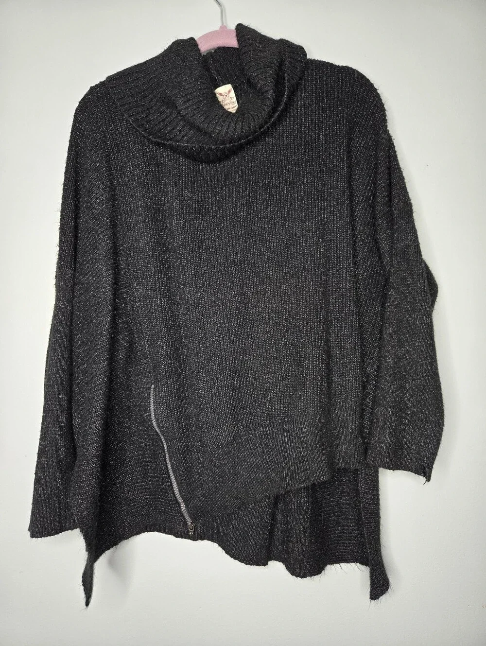 Faded Glory Black Asymmetrical Cowl Neck Sweater 3X